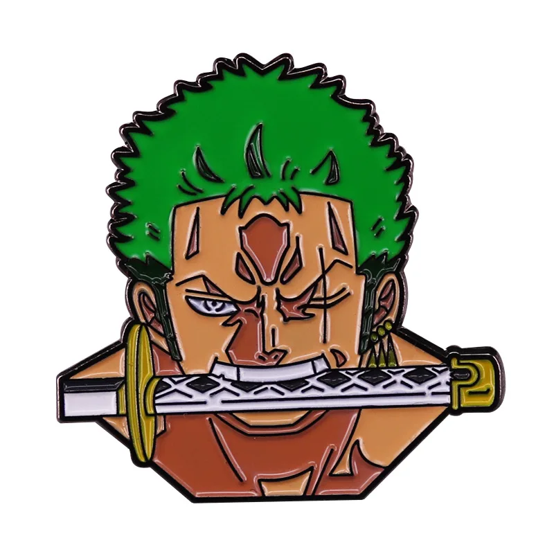 Japan Anime Sea Thief Hunter Roronoa Zoro Brooch For Women Men Enamel Lapel pins Badges Cosplay Fans Friends Christmas Gift