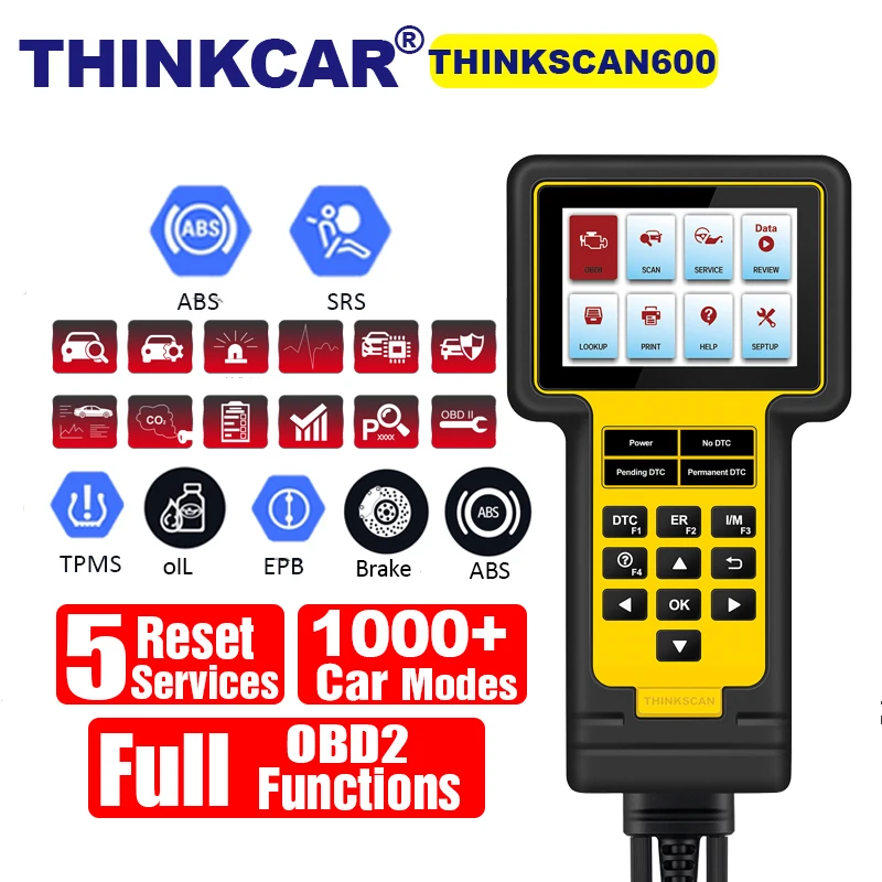 Диагностический инструмент THINKSCAN 600 OBD2 для ABS/SRS/OBDII считыватель кодов поддержка 5
