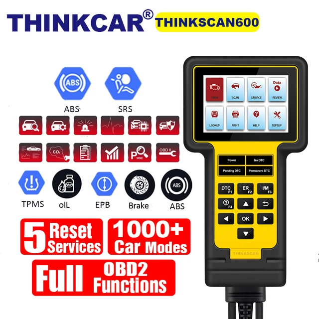 THINKSCAN – TS600 outil de Diagnostic pour voiture, lecteur de Code OBD2, pour ABS SRS, prise en charge de 5 Services de réinitialisation, mise à jour gratuite à vie 