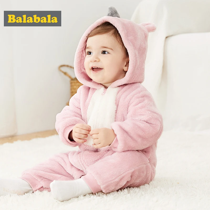 Balabala Baby clothes onesies rompers spring and autumn baby outwear clothes newborn baby romper clothes coral velvet coat