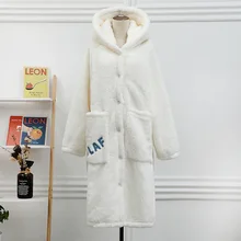Nightgown Robe Flannel Pajamas Thick Hooded Long Loose Night Gown Super Soft Home Wear Pajamas Women