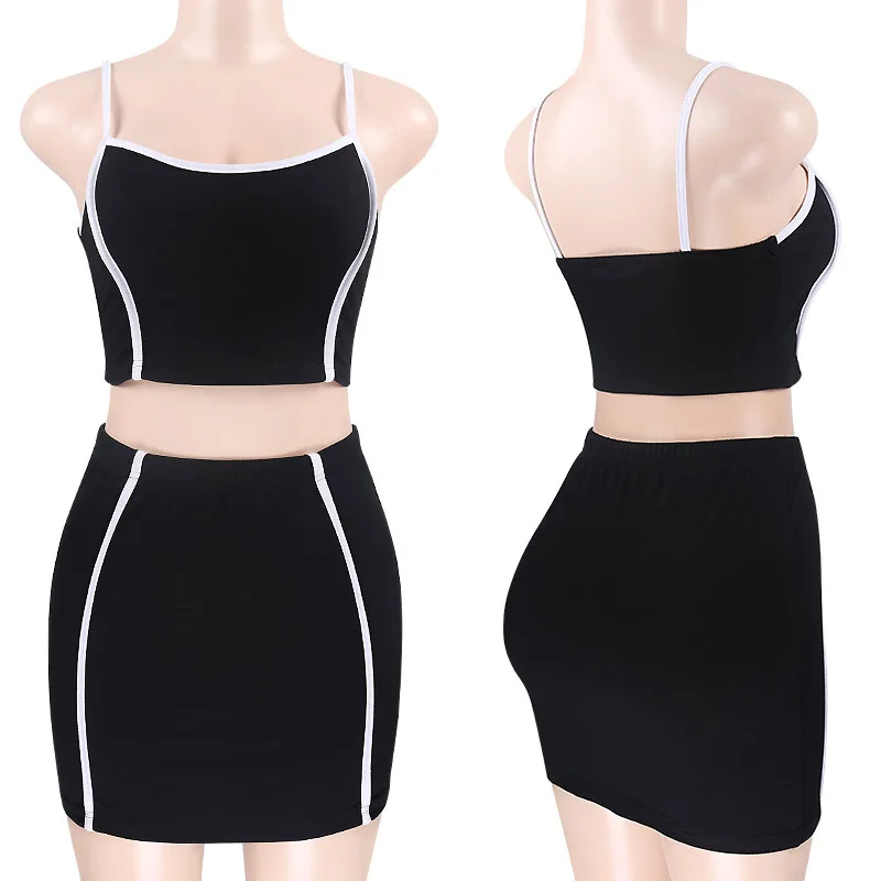 

Women 2 Piece Set Dresses Bodycon Skirt Outfit Crop Top Mini Summer Dress Solid Bodycon Short Skirt Outfit