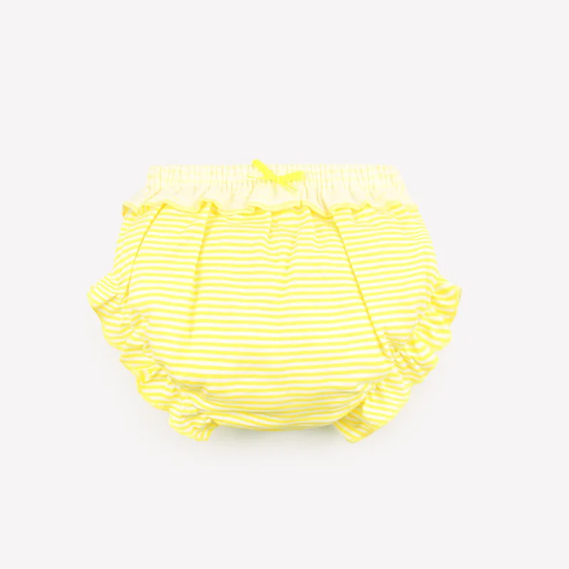 yellow stripe Хлопковые трусы для маленьких девочек; детские трусы в полоску; модное нижнее белье в горошек; короткие трусы с бантом для девочек и мальчиков; детские трусики - Цвет: yellow stripe