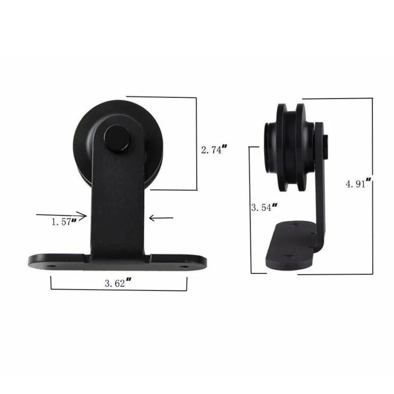 Winsoon Steel Sliding Barn Door Hardware Rollers 2Pcs Black Hanger Top Mounted new arrival hot sale