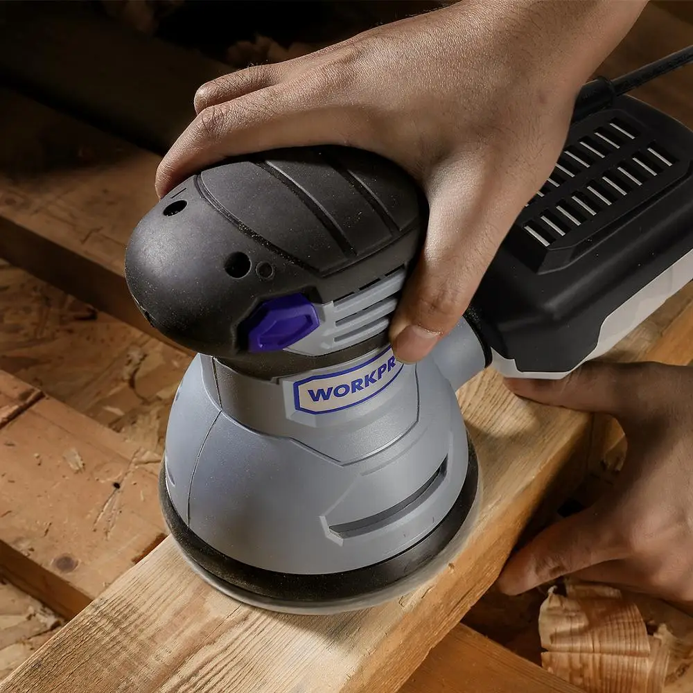 WORKPRO 300W Random Orbital Electric Sander Machine 10Pcs 125mm Sandpapers