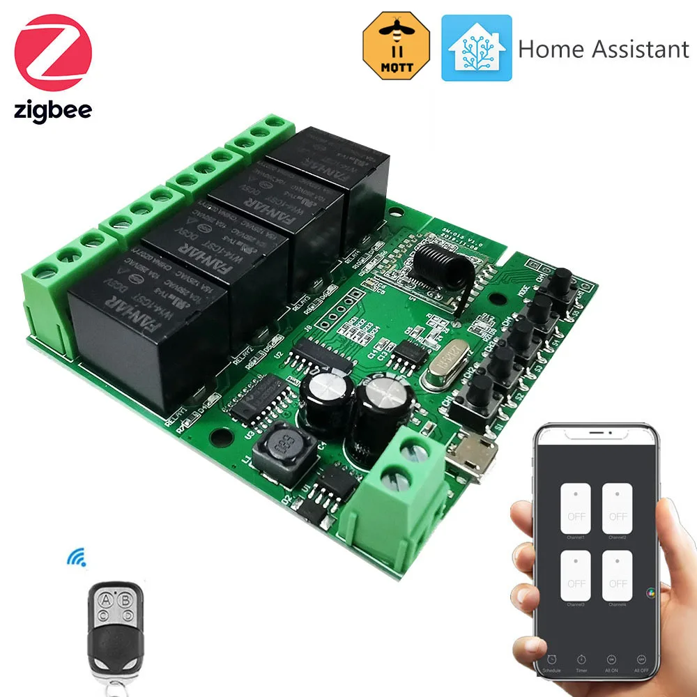 Zigbee Garage Door Relay Switch 4channels Smart Relay Switch