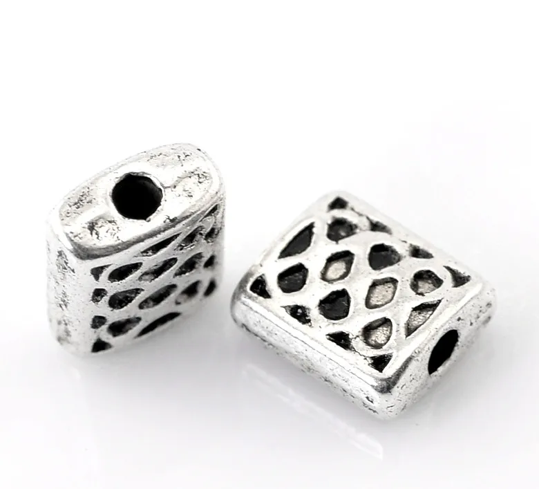 DoreenBeads цинковый Металл бусины вставки из сплава прямоугольник серебряного цвета