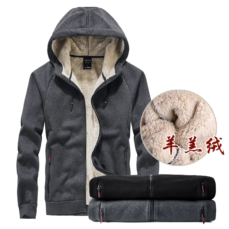 

Winter Men Hoodie Thick Fleece Hooded Jacket Sweatshirt Jogger Training Workout Running Sport Casual Coat Sportswear Plus Size