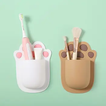 

Wall-mounted Bathroom Rack Silicone Toothbrush Comb Hanging Holder Kitchen Wall Sponge Holder Basket Bathroom Organizer