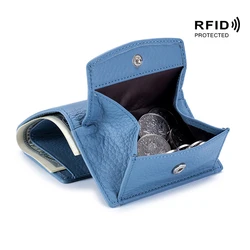 Women Genuine Leather Purses Female Cowhide Wallets Lady Small Coin Pocket Rfid Card Holder Mini Money Bag Portable Clutch Bag