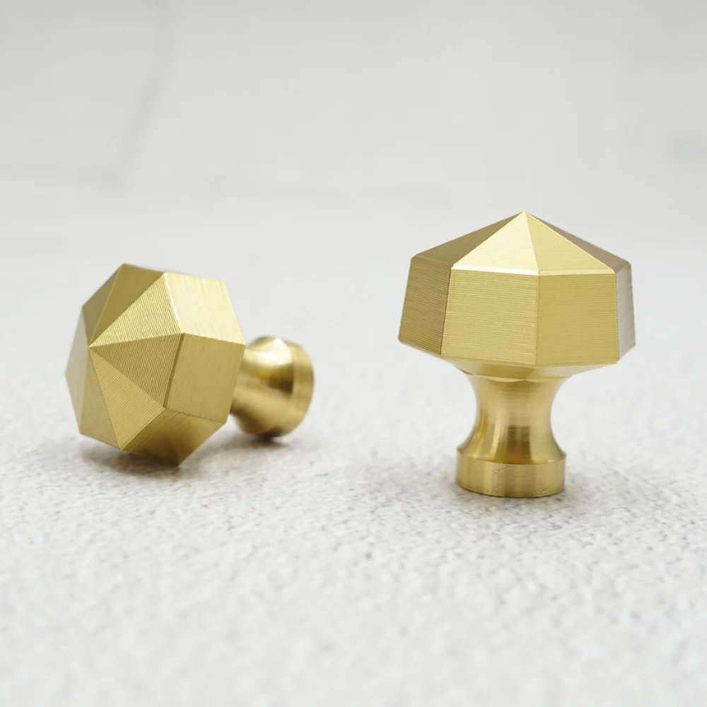 

Solid Brass Cabinet Knobs and Handles Modern Cupboard Knob Drawer Pull Golden Diamond-shaped Furniture Handle