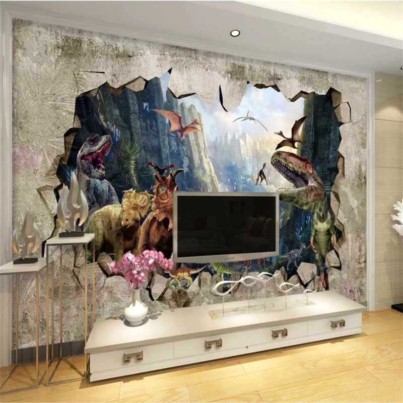 Beibehang-Customized-large-murals-fashion-home-decoration-ancient-times-dinosaur-kingdom-3D-stereo-TV-storefront-wall (2)