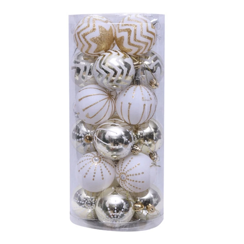 24Pcs Christmas Tree Ball Decoration Xmas Ornaments 6cm Balls New Year Gifts Home Accessories Bauble Hanging Home Decor Supplies
