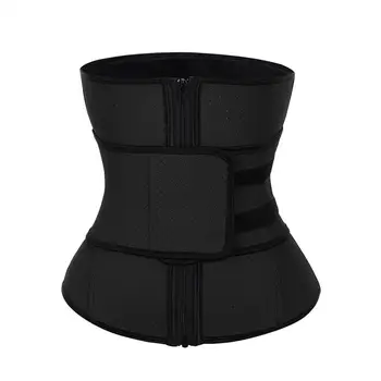 

100% Latex Waist Trainer Fitness Double belts Slimming Body Shapers with Zipper Corset Breathable bodysuit Tummy Trimmer