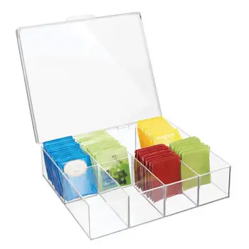 

Transparent Tea Set Storage Box 8 Compartments Case For Kitchen Storage Plastic Makeup Box Organizer