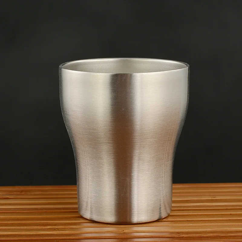 YJ. SHYU 250 мл кружка для кофе с вакуумной изоляцией с двойными стенками из нержавеющей стали, металлические чашки для вина, чая, пива и кружки для пикников для дома и офиса - Цвет: Светло-серый