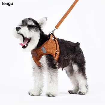 

Schnauzer khaki chest strap style sturdy traction rope for managing pet behavior puppy harness leather dog set Cat collar