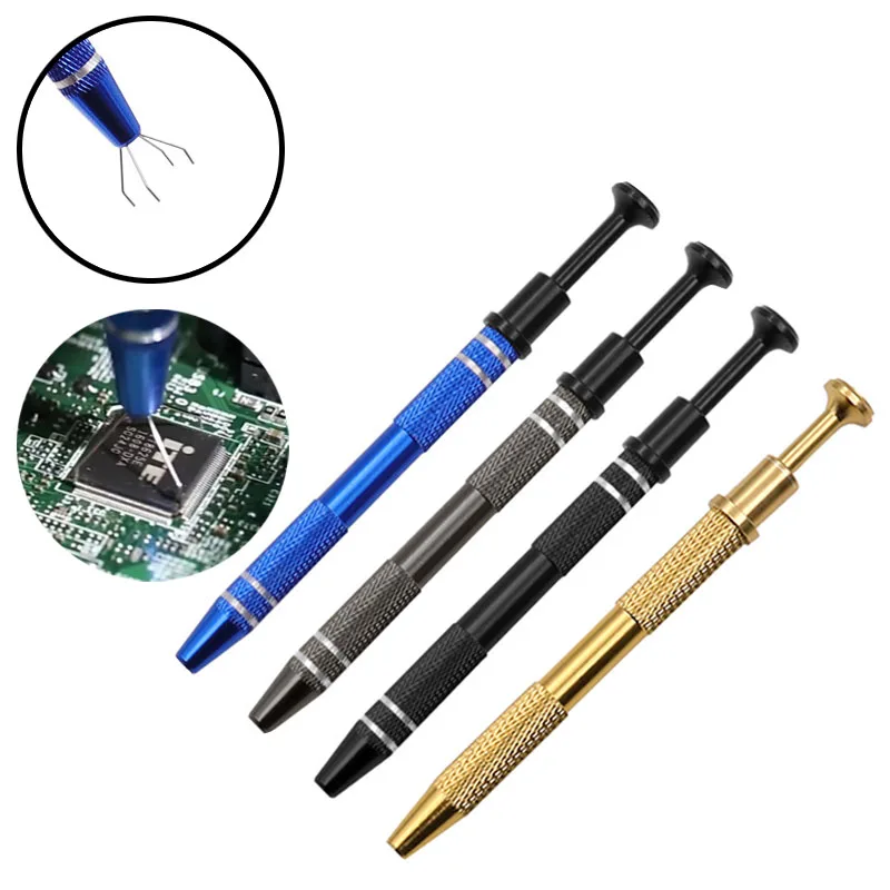 Electronic Component Grabber Chip Tweezers For Gripping Tiny Components IC Extractor Pickup Four Claw Electronic Repair Tools