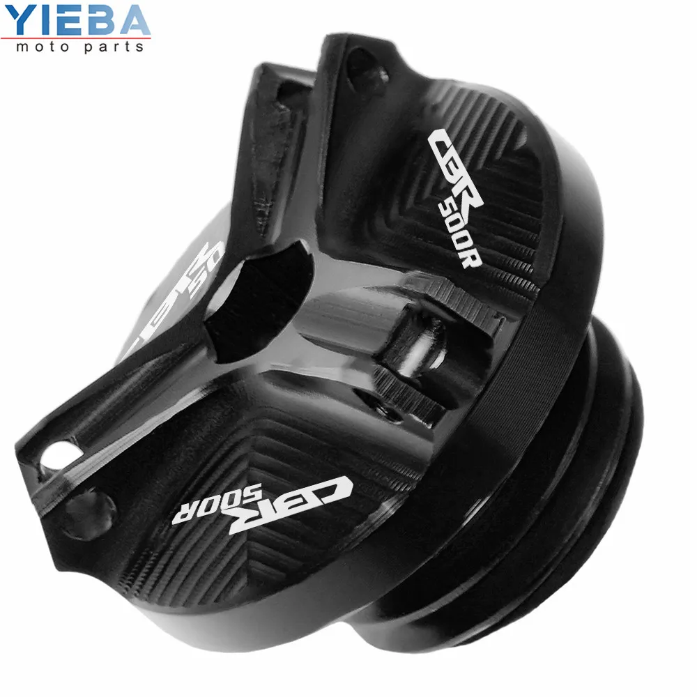 Black CBR500R Logo Аксессуары для мотоциклов, крышка для масляного стакана двигателя, заглушки для слива, алюминиевые мотоциклетные Запчасти для HONDA CBR500R CBR 500 R, все годы - Цвет: Black CBR500R Logo