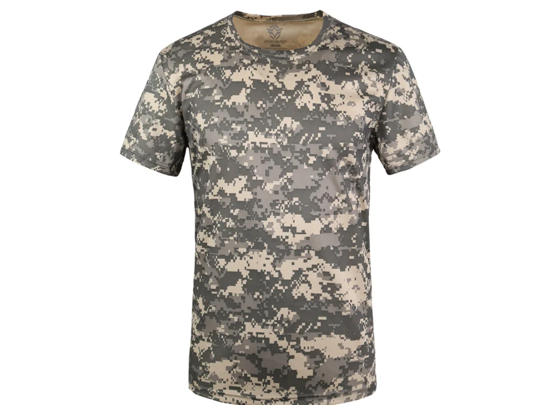 Тактический Бой рубашка охотничий камуфляж короткий рукав полиэстер Для мужчин быстросохнущая футболки - Цвет: 1
