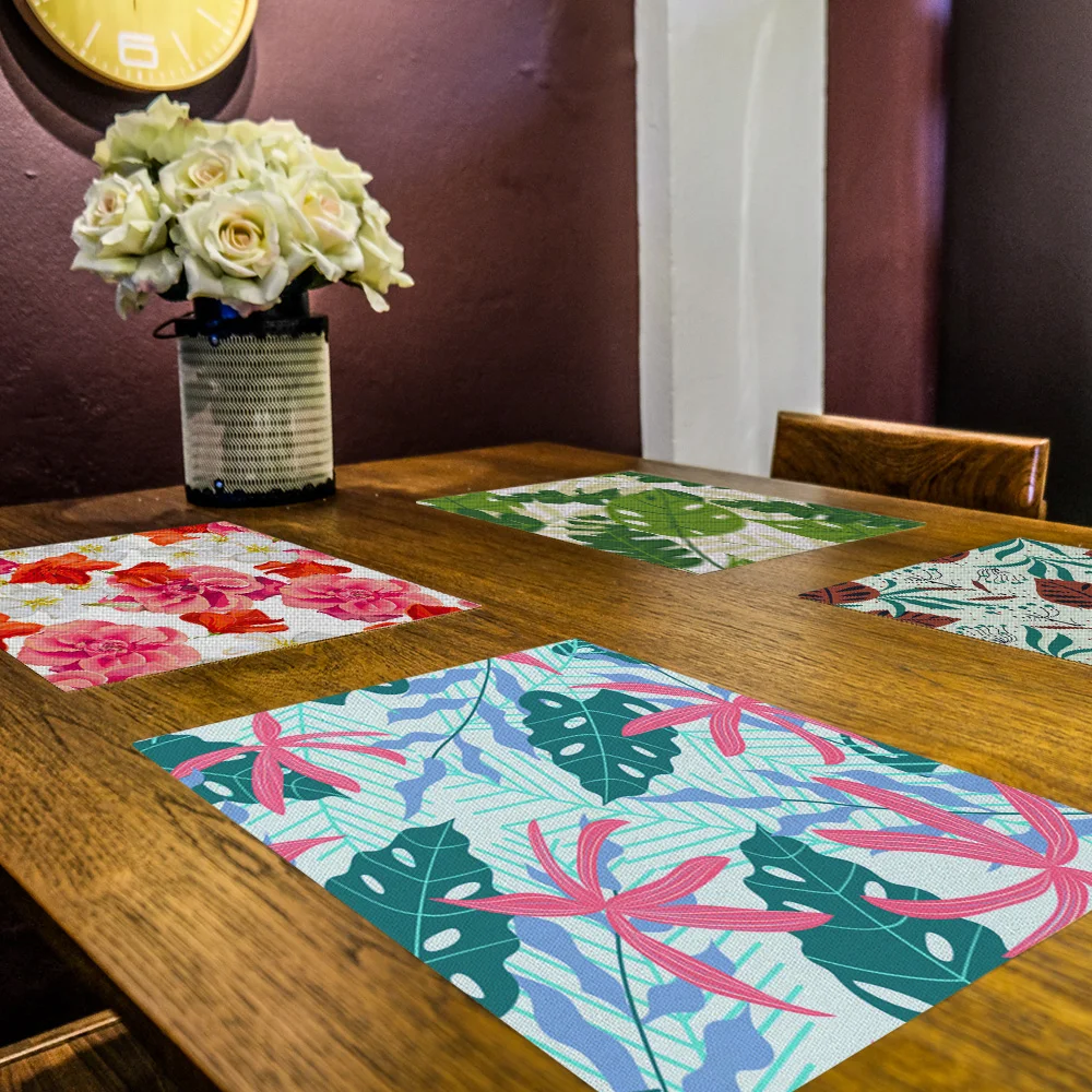 

Fuwatacchi Flower Leaves Pattern Placemat for Dining Table Dessert Drink Coasters Table Mat Tea Party Wedding Birthday Party