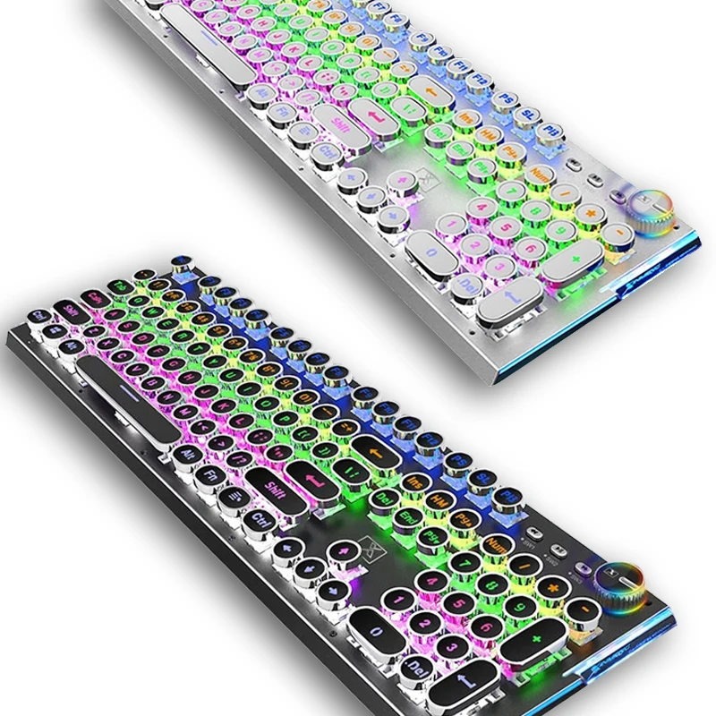 

Electroplated Steampunk Keycaps Mechanical Gaming Keyboard 30 Kinds Backlit Effect 100% Anti-ghosting Macro Programming Keyboard