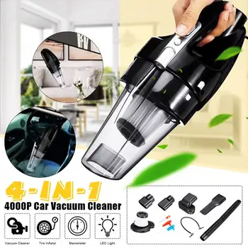 

4 in 1 12V 120W 12000Pa Portable LED Light Car Wet /Dry Vacuum CleanerDirt Suction Mini Portable Handheld Tire Inflator