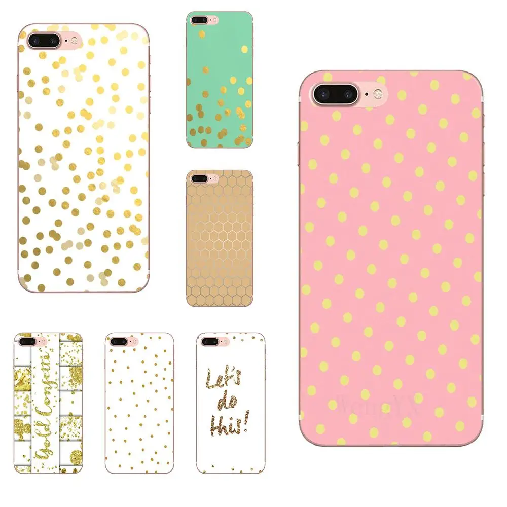 Lovely For Galaxy Grand A3 A5 A7 A8 A9 A9S On5 On7 Plus Pro Star 2015 2016 2017 2018 Red Pink Yellow Gold Confetti Dots Pattern | Мобильные