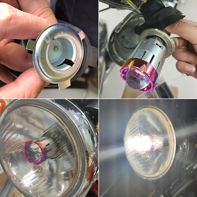 H4 H6 BA20D светодиодные лампы для фар мотоцикла мини Bi Led линзы Moto 4800LM Hi Lo лампа