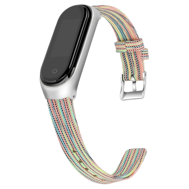 Браслет mi Band 4, металлический, нержавеющая сталь+ холст, универсальный, для Xiaomi mi, ремешок 3/4, браслет mi Band 4, напульсники mi band 4