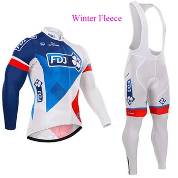 

2019 TEAM FDJ White Long Sleeve Cycling JERSEY Bike Pants Set Mens 20D Pad Ropa Ciclismo Breathable Cycling Wear Maillot Culotte