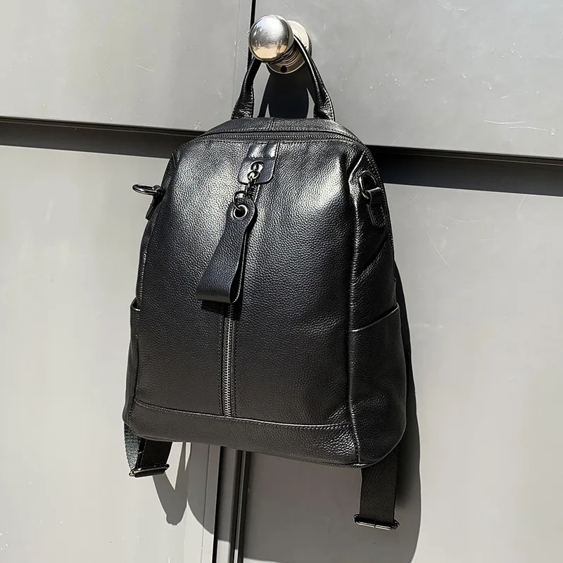 

Backpack Shoulder Genuine-Leather Bags Teenagers Travel Female Fashion-Designer Women