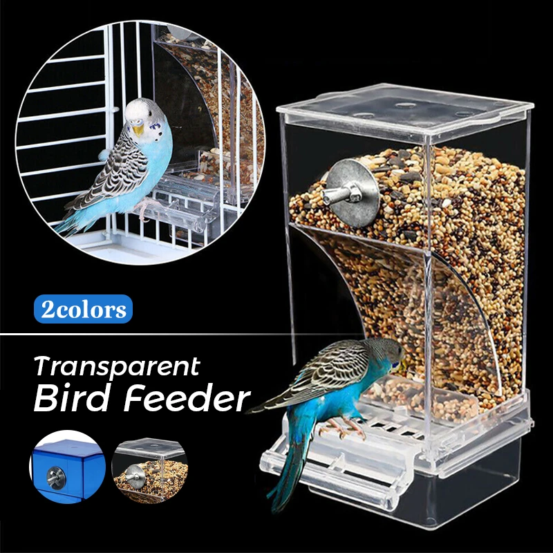 Automatic Bird Feeder Parrot Seed Food Container Canary Bird Feeding Device Antisplash Leak