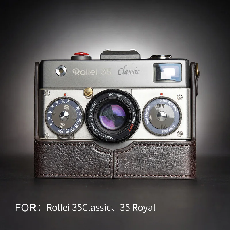 Design Per Rollei 35 Classic 35Royal Camera Custodia Per Fotocamera In Vera Pelle Fatta A Mano Mezza Copertura