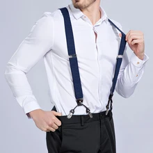 

Heavy Duty Big and Tall Suspenders Braces for Men Wedding Party Event Y-Back 6 Clips Adjustable Elastic Trouser Strap Belt