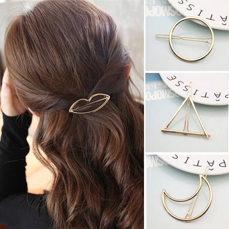 

Fashion Hair Accessories Hollow Geometric Hair Clip for Women Elegant Snap Hairclip Moon Star Metal Barrette Girls Headwear