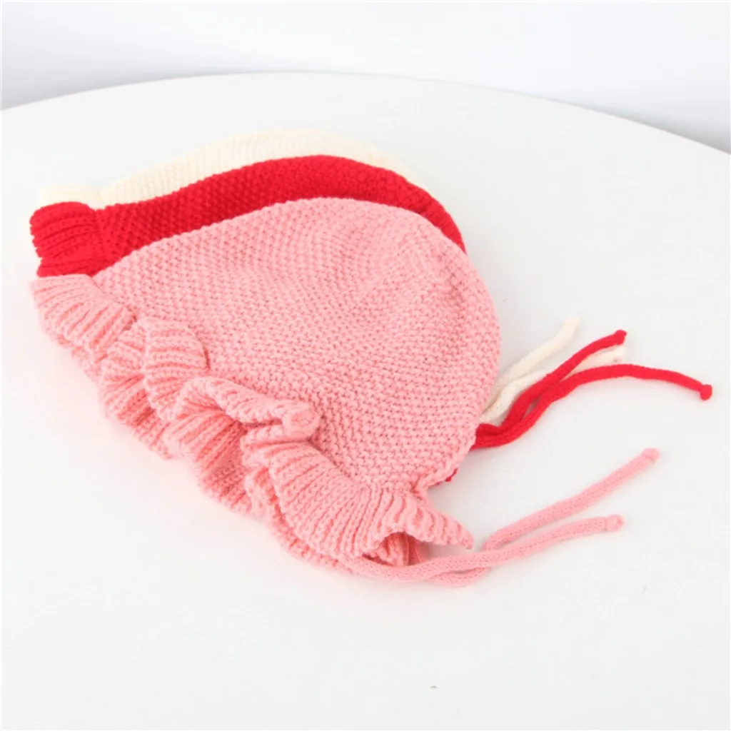 Малыш девочка и мальчик ребёнок Младенец Зима рябь крючком вязаная шапка шапочка принцесса шапка новорожденный малыш мальчики и девочки мода шляпа Xl
