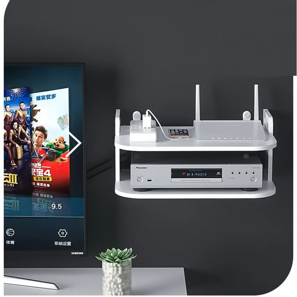 Настенный ПВХ Беспроводной Wi-Fi роутер Коробки ТВ приставка dvd-плеер стенд