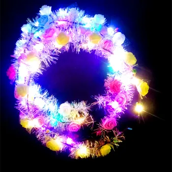 

LED Light Up Hair Wreath Hairband Garlands Party Glowing Wreath Crown Flower Headband Women Girls Valentine's Day Gift