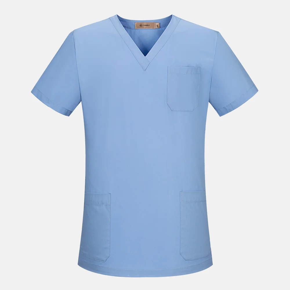 Clothes Sanxiaxin, новая медицинская рабочая одежда, v-образная горловина, одноцветная хирургическая форма, короткий рукав, летняя униформа медсестры, униформа для кормления, скрабы, лабораторное пальто - Цвет: Clothes
