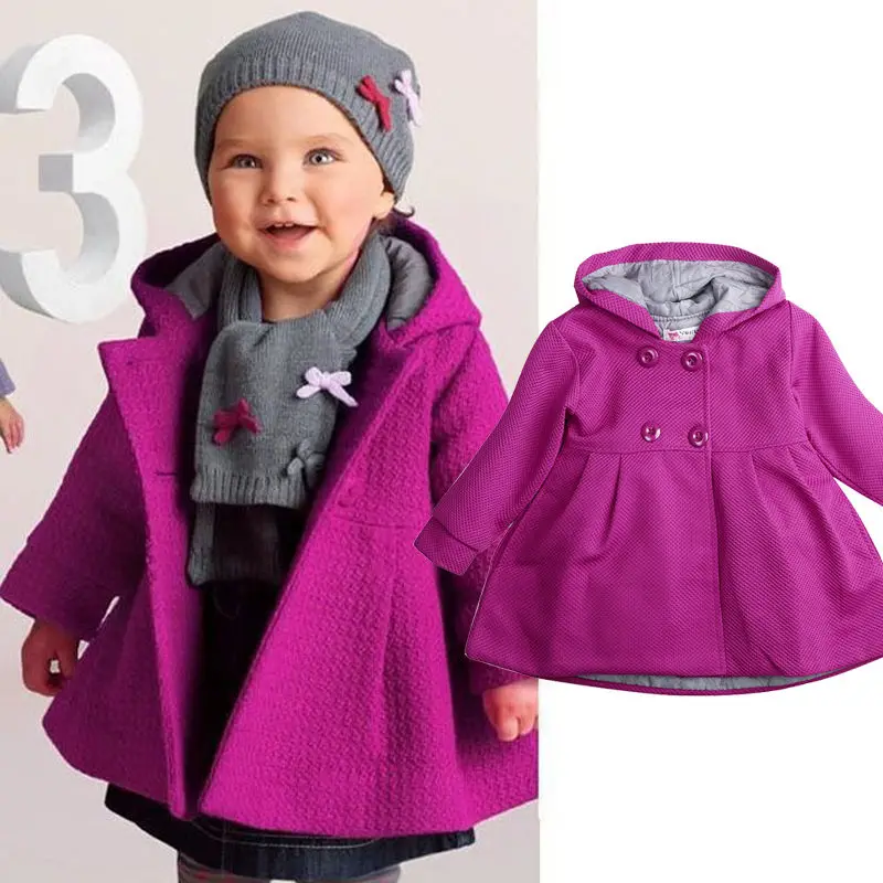 Новое поступление; Однотонный плащ с капюшоном и длинными рукавами для маленьких девочек; осенне-зимняя ветровка; парка; куртка; Верхняя одежда для детей; топы