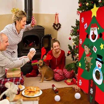 

Adults Kids Funny DIY Felt Hanging Xmas Christmas Tree Toss Game Christmas Throwing Ball Snowball Toss Games Outdoor Indoor Toy
