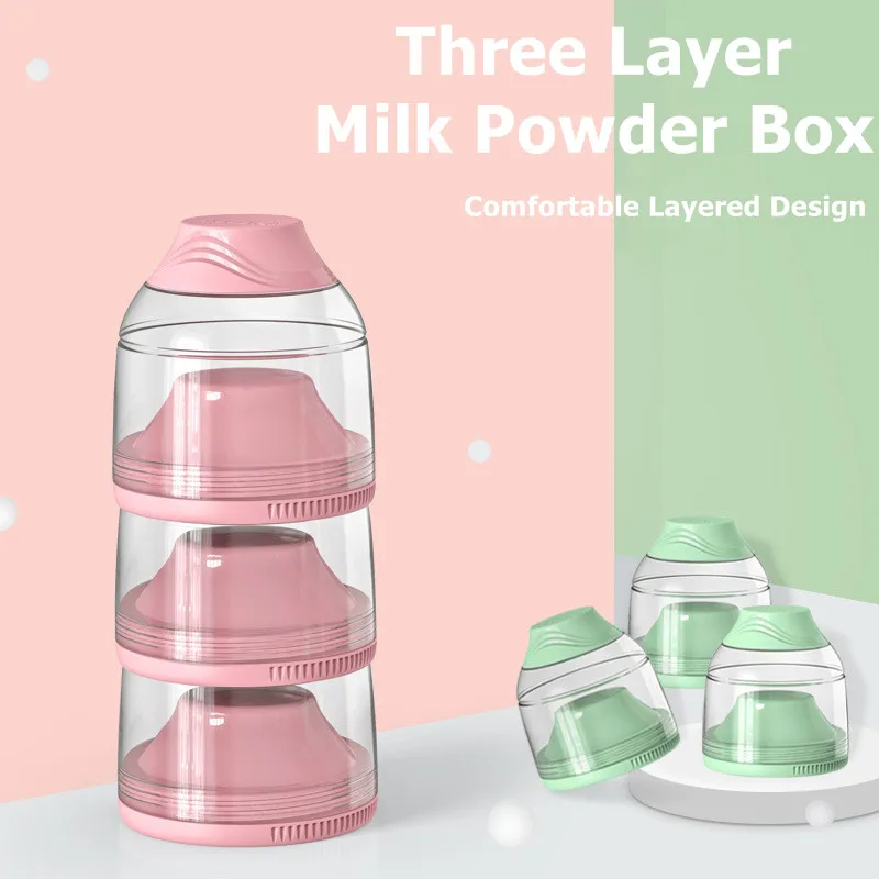 

Portable Baby Food Storage Infant Milk Powder Box Toddle Snacks Container Toxic-free Three Grids Box for Kids