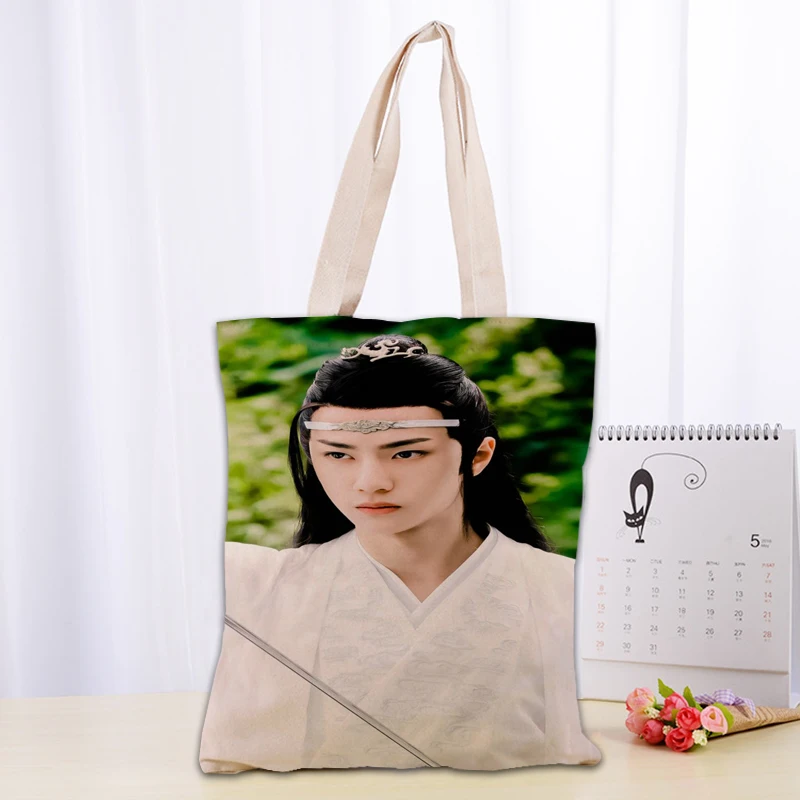 Горячая Чэнь qingling Lan Wangji Wang Yibo печатная Холщовая Сумка-тоут модная прочная сумка из хлопка и льна на заказ Ваш образ - Цвет: 40