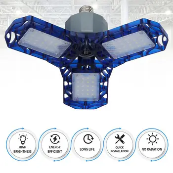 

New LED Garage Lights Fixture E27 60W Daylight For Workshop Warehouse Ceiling Light Led Transformers Folding Garage Light Blue