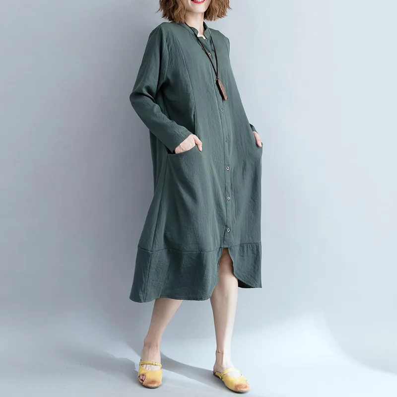 

Johnature 2019 New Korean Loose Long Solid Color Women Tops And Blouses Autumn Simple Irregular Button Simple Shirts