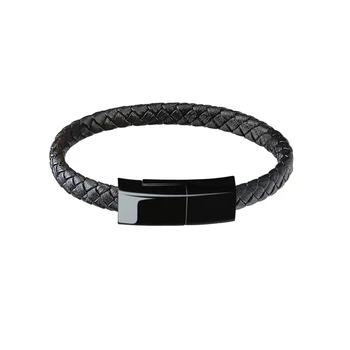 

USB Charging Bracelet Data Cable, Creative Fashion Braided Leather Data Cable, Super Fast Charge Bracelet Data Cable, for Mobile