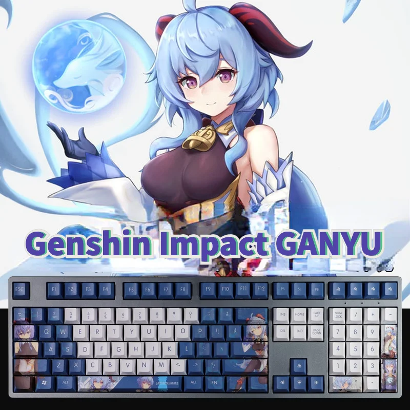 

Колпачок для клавиатуры Genshin Impact GANYU, колпачок для клавиатуры с персонажами игры s PBT, материал вишневого цвета, механическая колпачок для клавиатуры с 108 клавишами