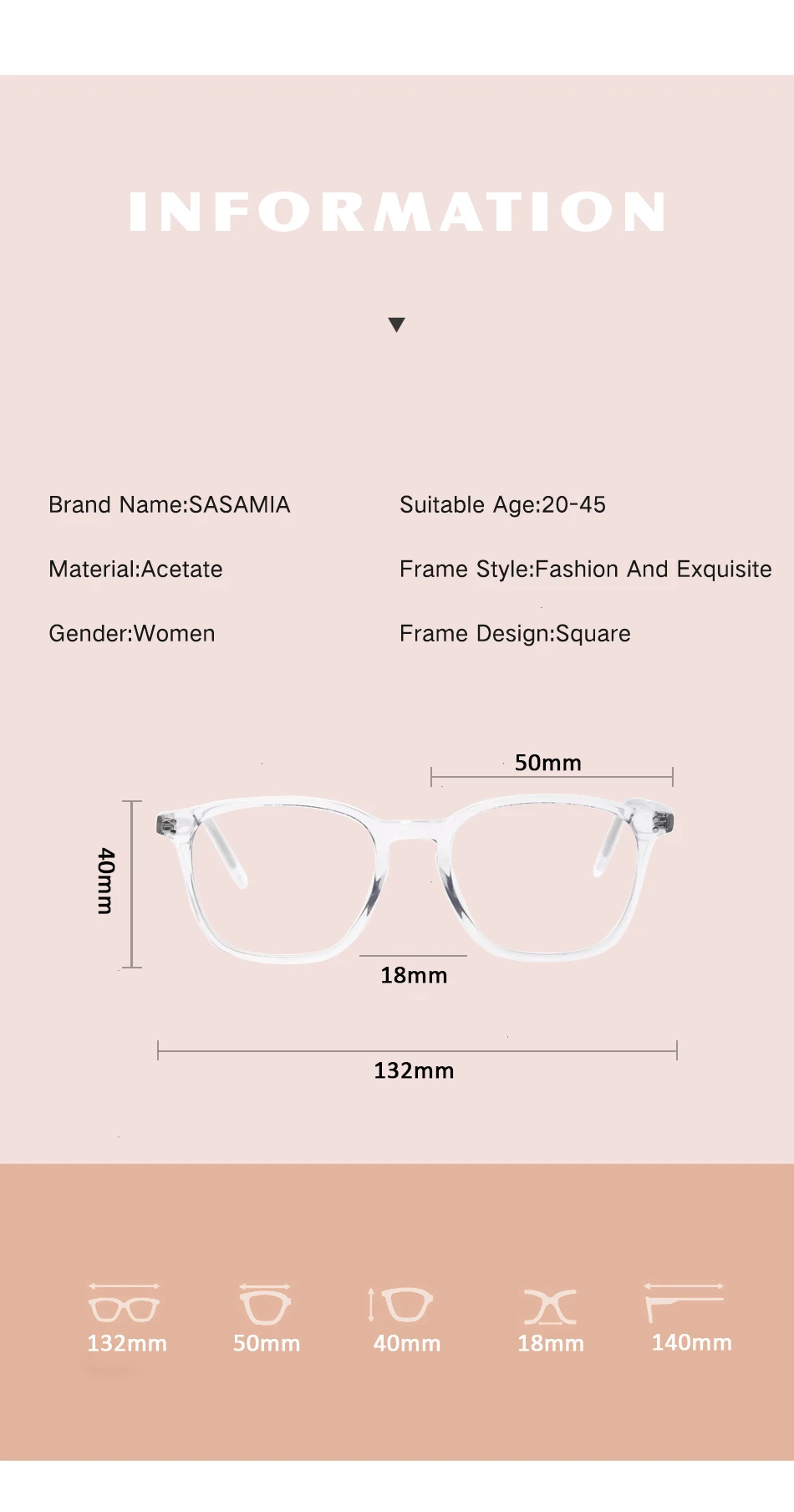 SASAMIA, очки, прозрачная оправа, для женщин, s, оправа для очков, ацетат, квадратная оправа для очков, оправа для женщин