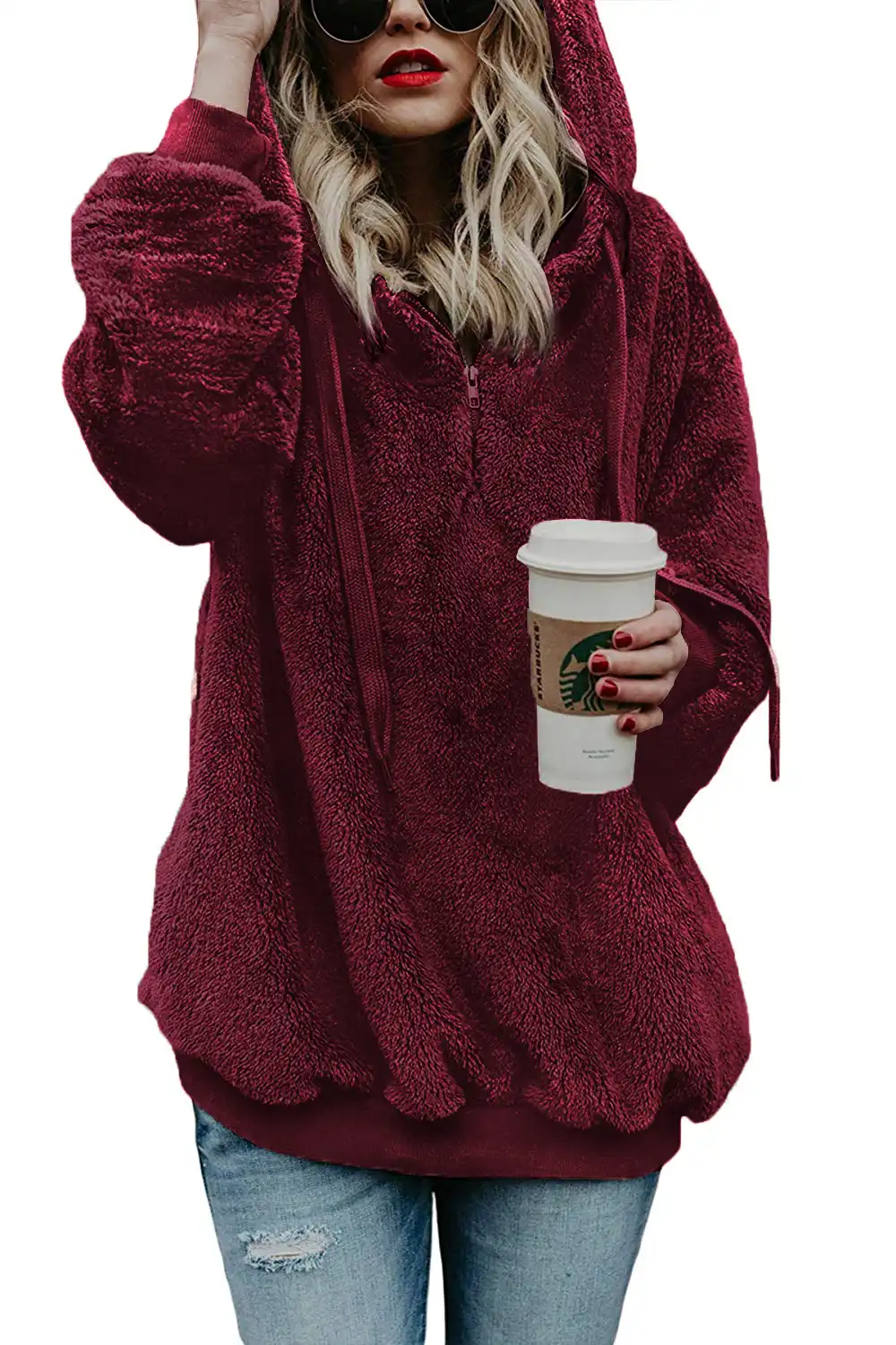 hooded sherpa sweater